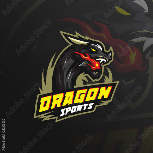 dragon vector mascot logo design with modern illustration concept style for badge, emblem and tshirt printing. angry dragon illustration for sport and esport team.