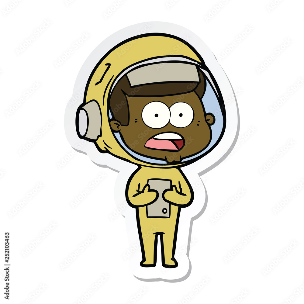 sticker of a cartoon surprised astronaut sticker of a cartoon surprised astronaut