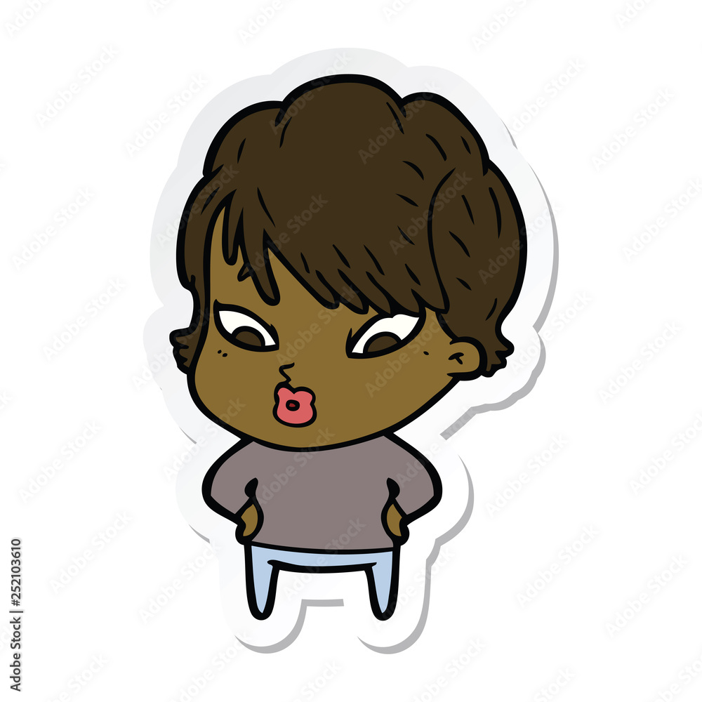 sticker of a cartoon woman