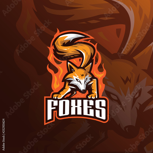 fox vector mascot logo design with modern illustration concept style for badge, emblem and tshirt printing. angry fox illustration for sport and esport team.