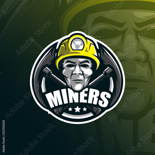 miner vector mascot logo design with modern illustration concept style for badge, emblem and tshirt printing. head miner illustration.
