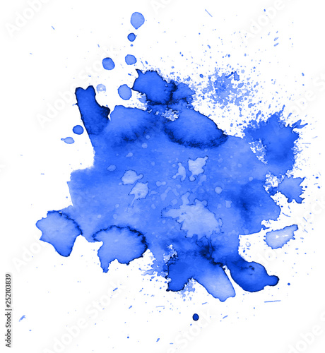 Colorful abstract watercolor texture stain with splashes and spatters. Modern creative watercolor background for trendy design.