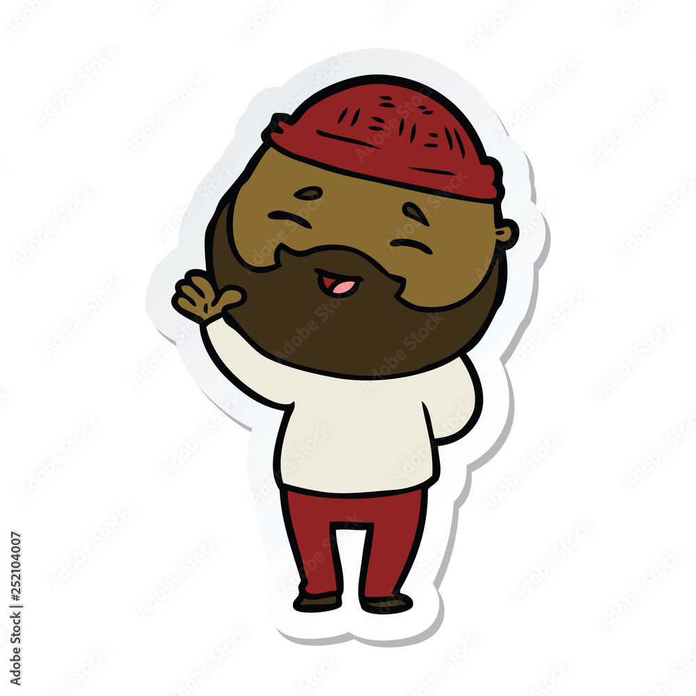 sticker of a cartoon happy bearded man sticker of a cartoon happy bearded man