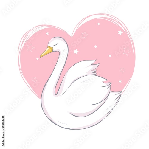 Swan. White bird. Sign, symbol, logo, logo vector. Vector.