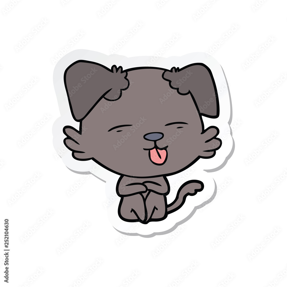 Naklejka premium sticker of a cartoon dog sticking out tongue