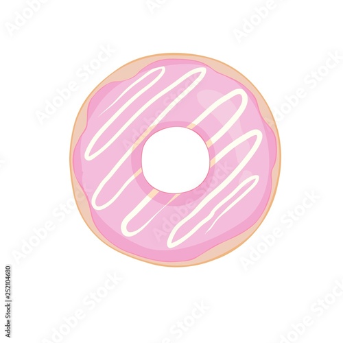 donut with pink glaze. donut icon, vector illustration in flat style