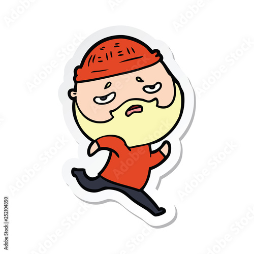 sticker of a cartoon worried man with beard