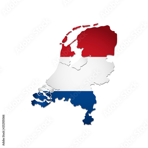 Valokuvatapetti Vector isolated simplified illustration icon with silhouette of Netherlands map