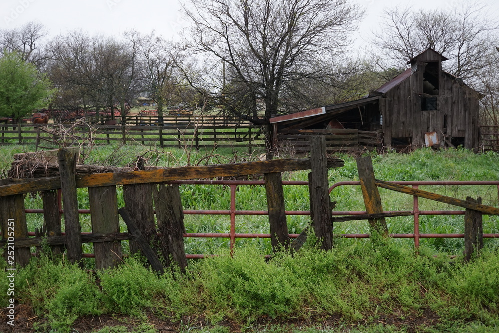 Abandoned barn in a field