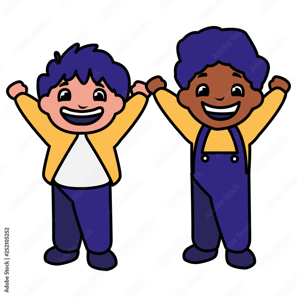 happy interracial boys celebrating happy interracial boys celebrating