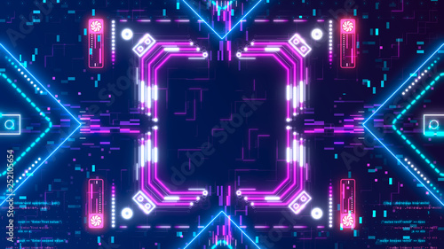 Wallpaper Mural Neon glow digital background. Futuristic hud concept. Circuit board style Torontodigital.ca