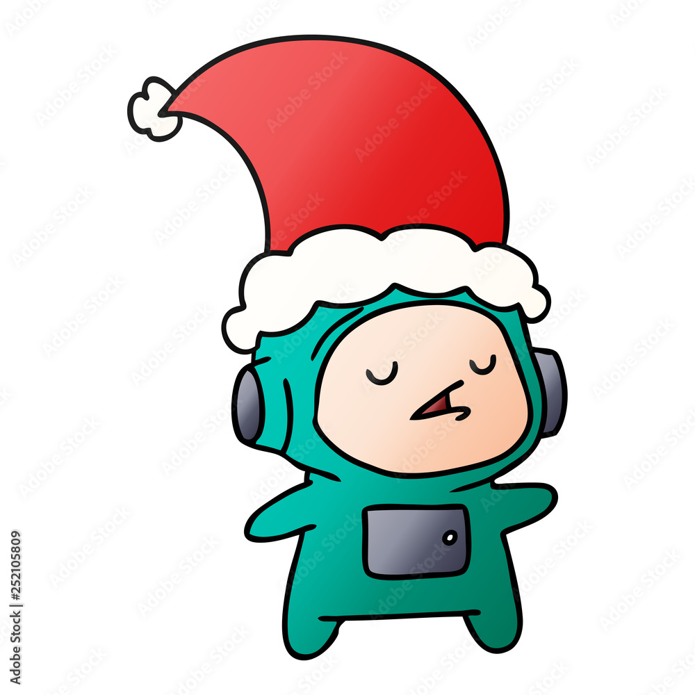 christmas gradient cartoon of kawaii astronaut