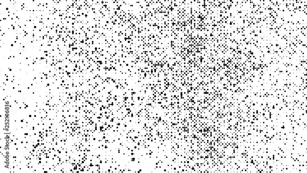 Black Halftone Texture On White Background. Braille Code Imitation Pattern. Modern Dotted Futuristic Backdrop. Fade Noise Overlay. Vector Illustration, Eps 10.