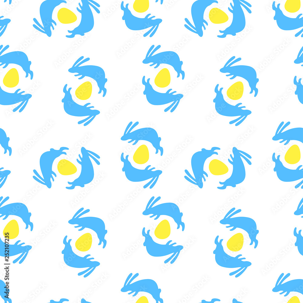 Naklejka premium Seamless vector banny and eggs pattern for Easter