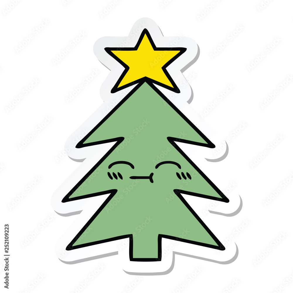 sticker of a cute cartoon christmas tree sticker of a cute cartoon christmas tree