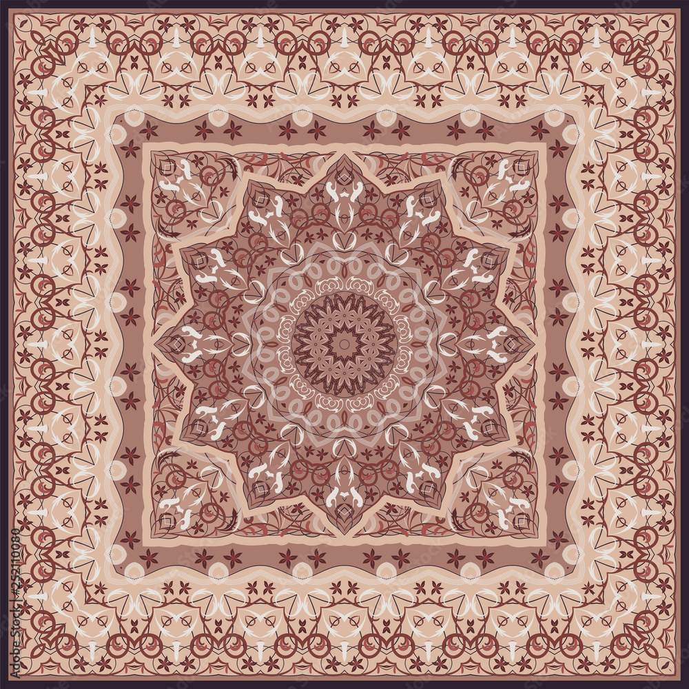 Ancient Arabic pattern. Red Persian carpet with rich ornament for fabric  design, handmade, interior decoration, textile. vector de Stock | Adobe  Stock