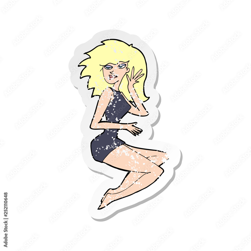 retro distressed sticker of a cartoon sexy woman