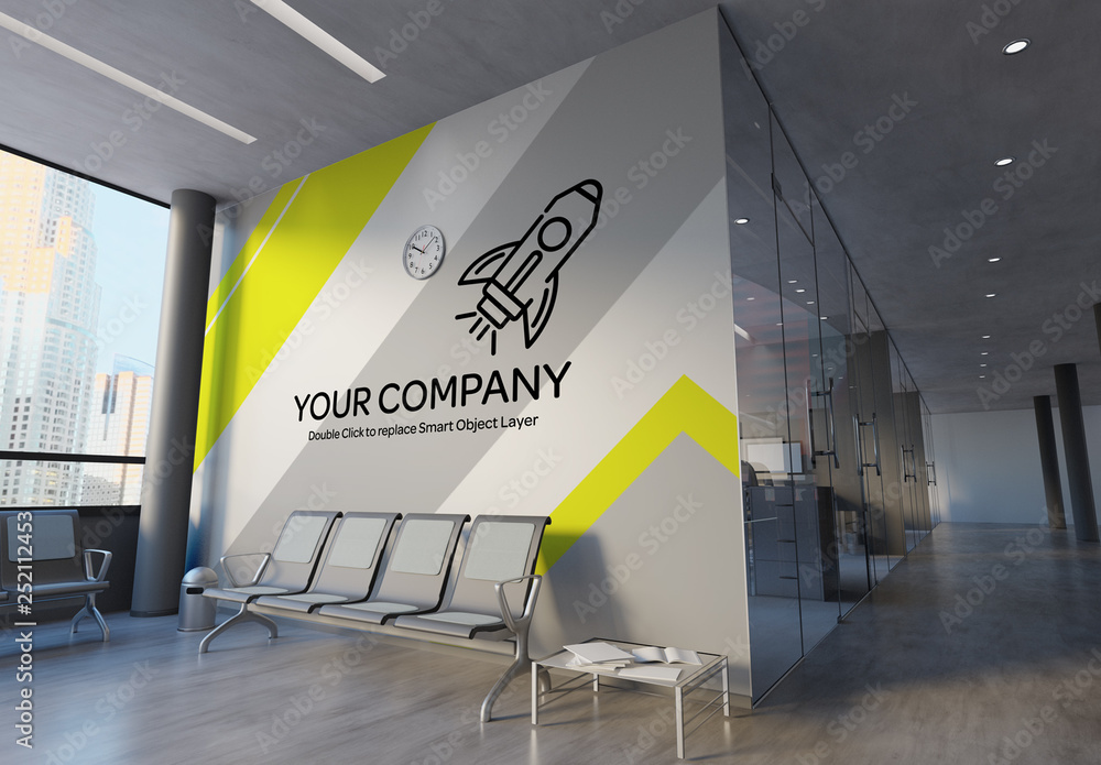 Office Wall Mural Mockup Stock Template Adobe Stock