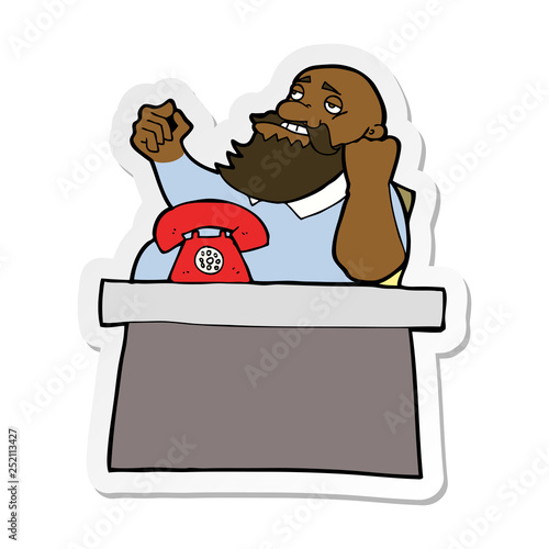 sticker of a cartoon arrogant boss man