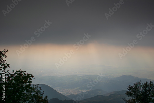 A coming storm above the city of Rieti seen from the mountain Terminillo