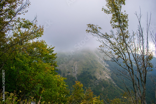 Beautiful landscape from the mountain Terminillo, Massif Reatini, Abruzzi Apennine range in central Italy
