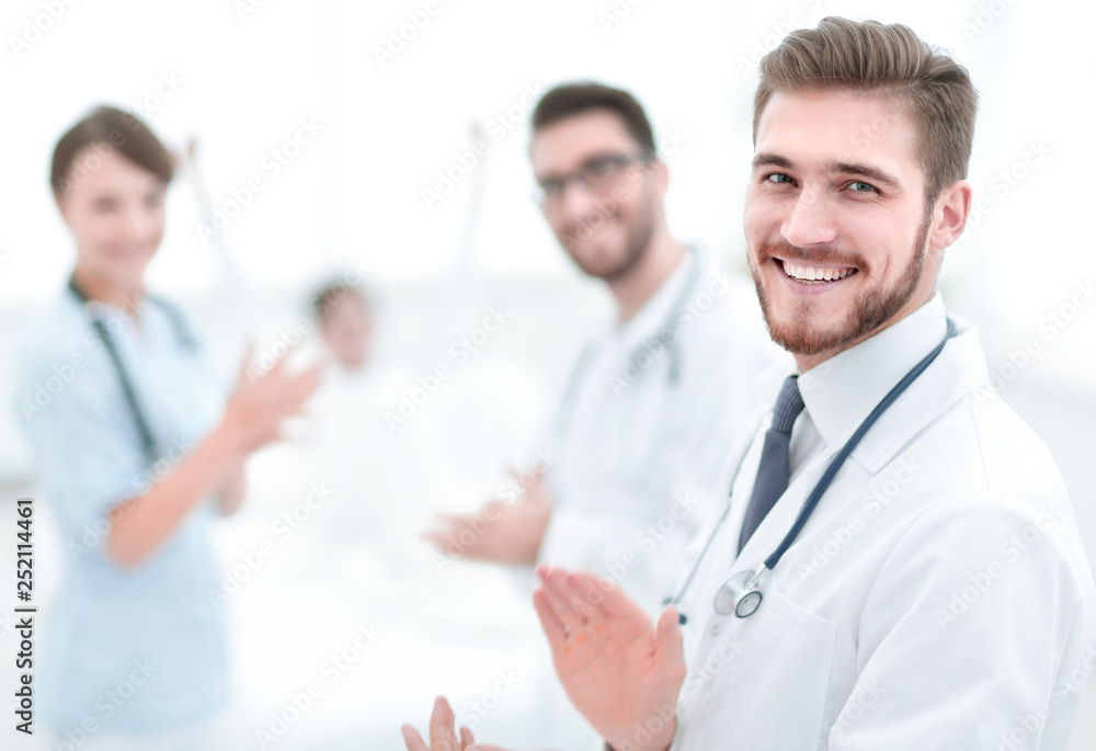 Fototapeta premium Doctors clapping hands and applauding on consent