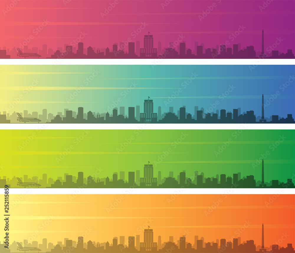 Houston Multiple Color Gradient Skyline Banner