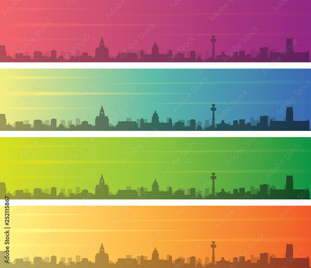 Liverpool Multiple Color Gradient Skyline Banner
