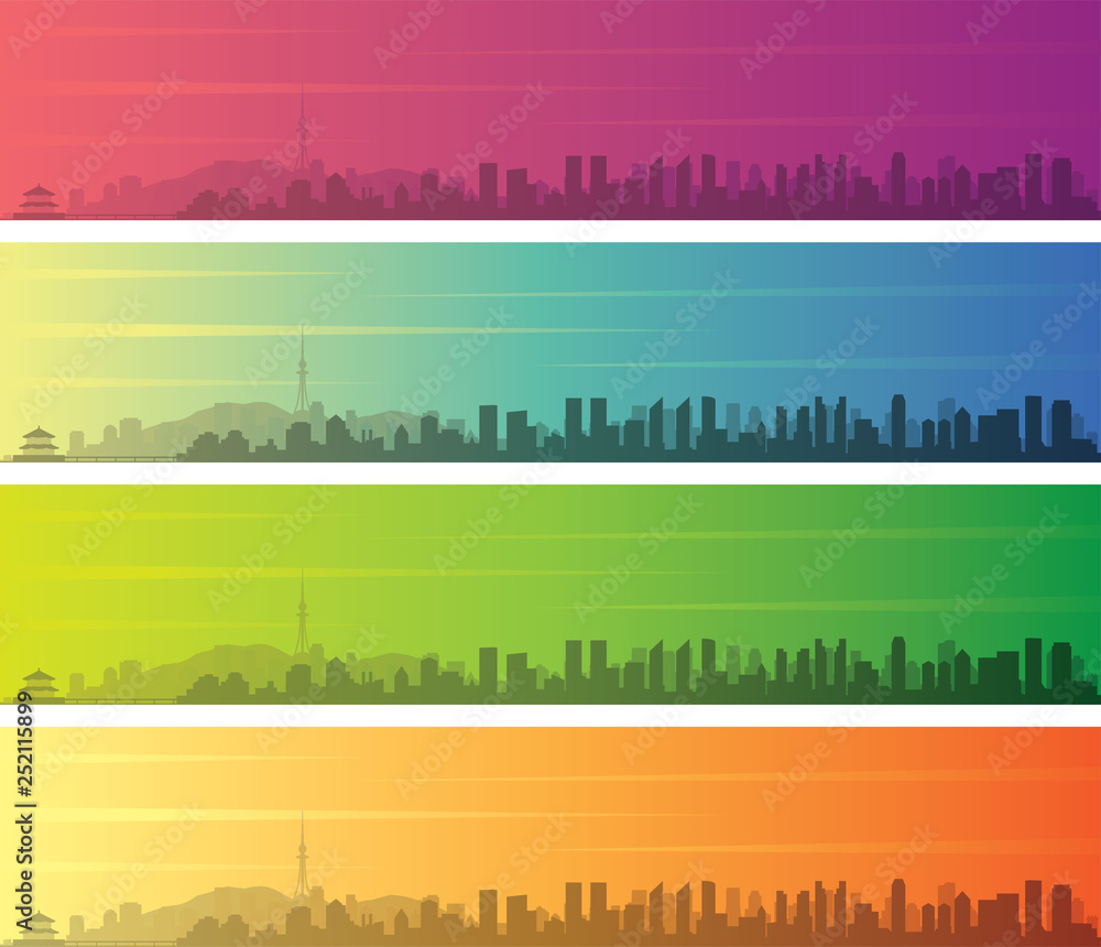 Qingdao Multiple Color Gradient Skyline Banner