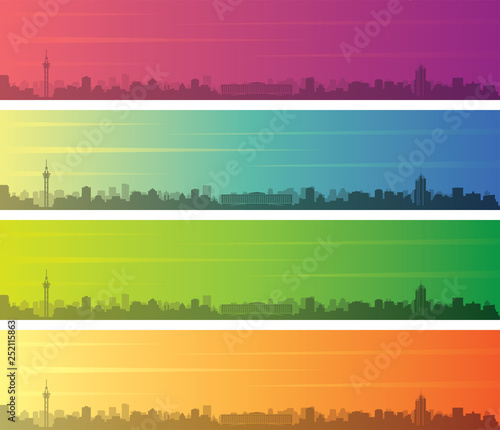 Kinshasa Multiple Color Gradient Skyline Banner