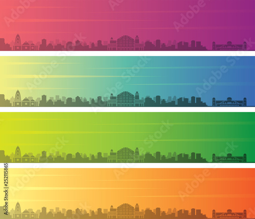 Jaipur Multiple Color Gradient Skyline Banner