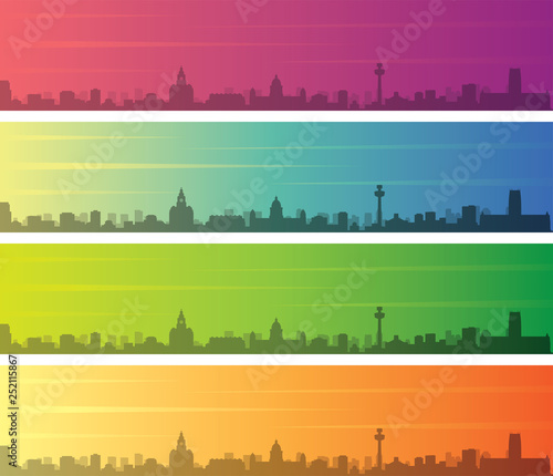 Liverpool Multiple Color Gradient Skyline Banner