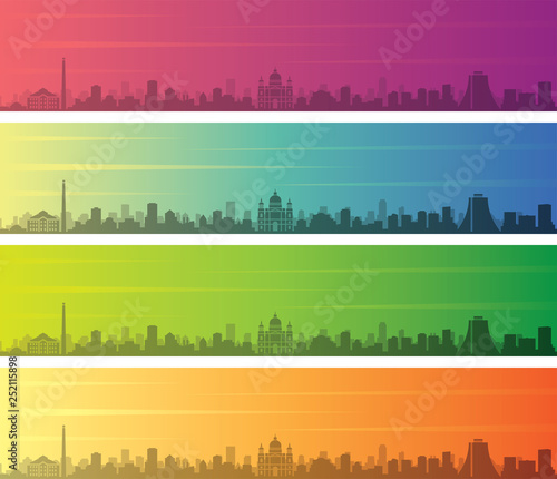 Porto Alegre Multiple Color Gradient Skyline Banner