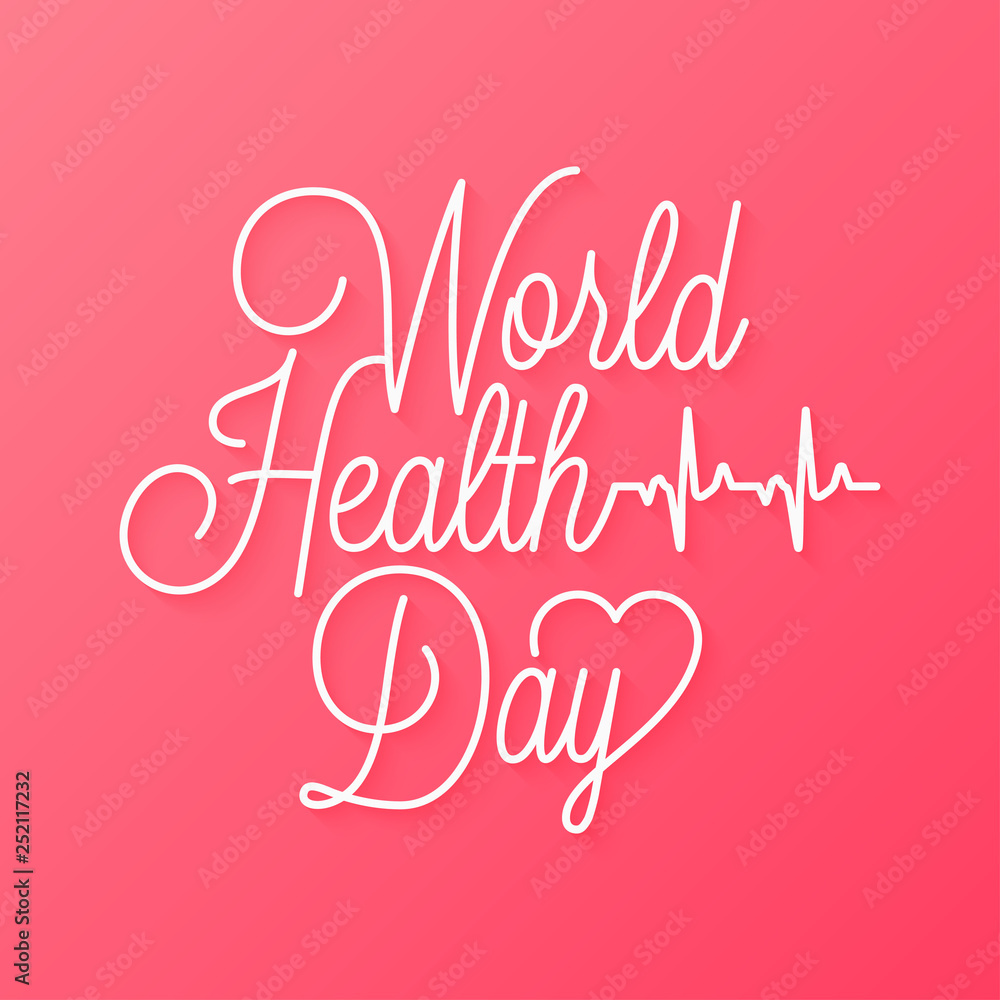 World health day linear lettering on red