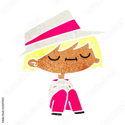 retro cartoon of a cute kawaii person