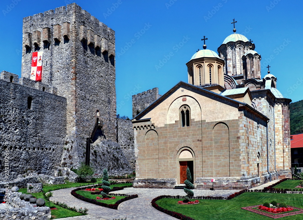 Fototapeta premium Manasija Monastery in Serbia,built in 15th century