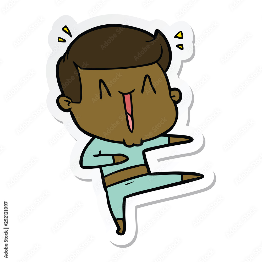 Naklejka premium sticker of a cartoon excited man