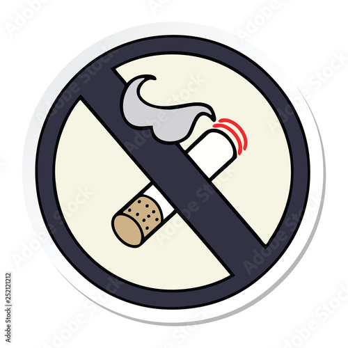 sticker of a cute cartoon no smoking allowed sign