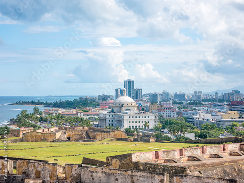 View of The Puerto Rico Capitol and San Juan from the fortification San Cristolbal