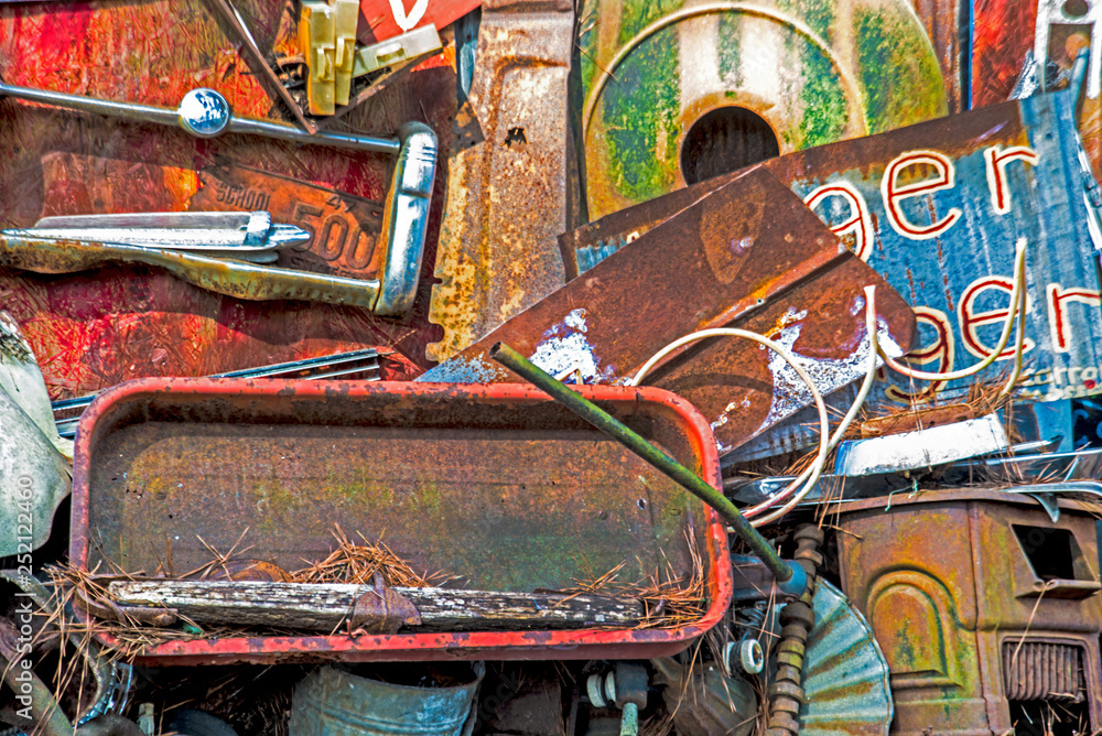 Rusting metal piled together colorful. Rusting metal piled together colorful.