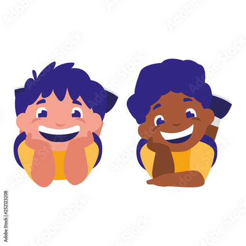 cute happy boys interracial characters