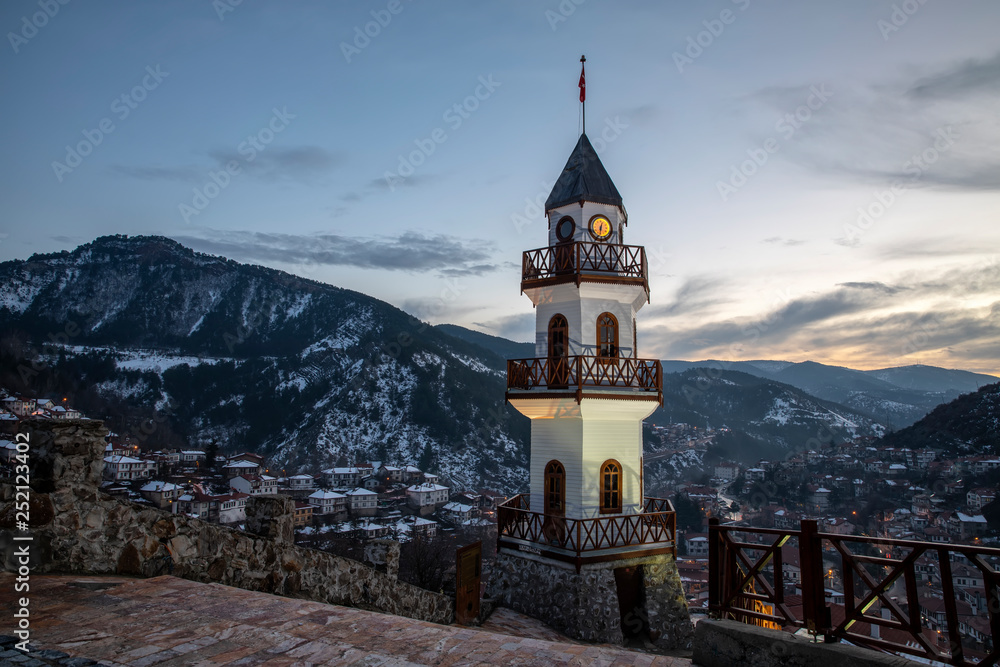 Göynük Bolu Historical tourism area and clock tower Turkey