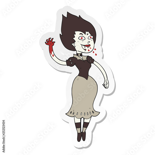 sticker of a cartoon blood sucking vampire girl