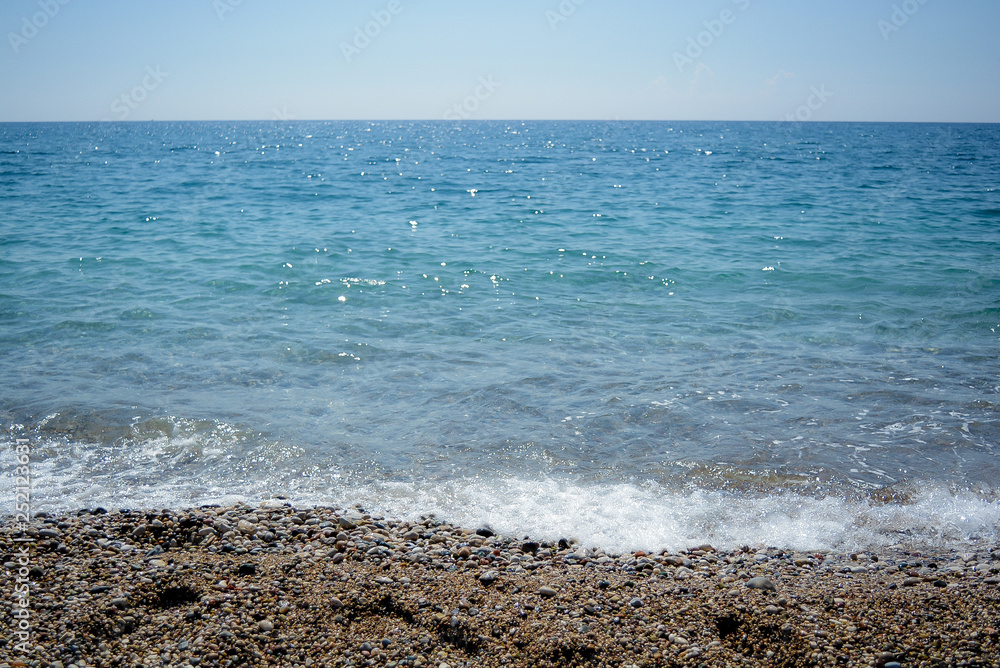 Beach sea waves spray horizon Azur blue Beach sea waves spray horizon Azur blue