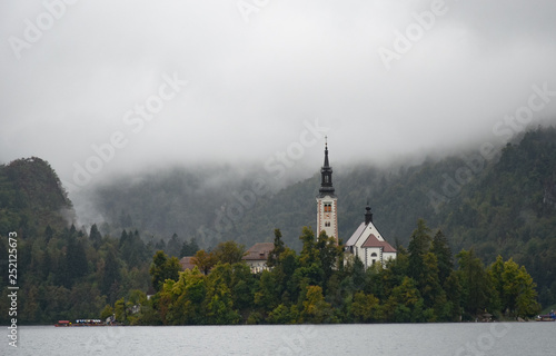 Foggy day by lake Bled