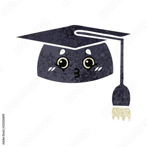 retro illustration style cartoon graduation hat