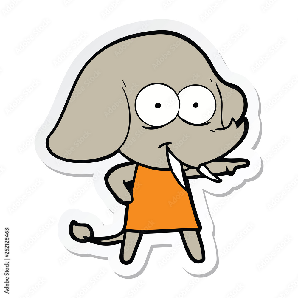 sticker of a happy cartoon elephant