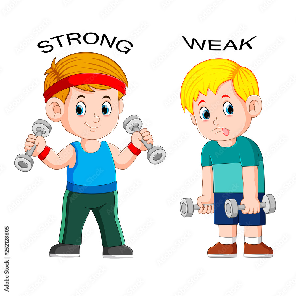 Opposite Adjective With Strong And Weak Stock Vector Adobe Stock