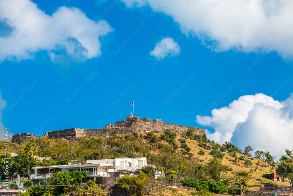 Naklejka premium An Old French Fort on Hill Overlooking Marigot, Saint Marting