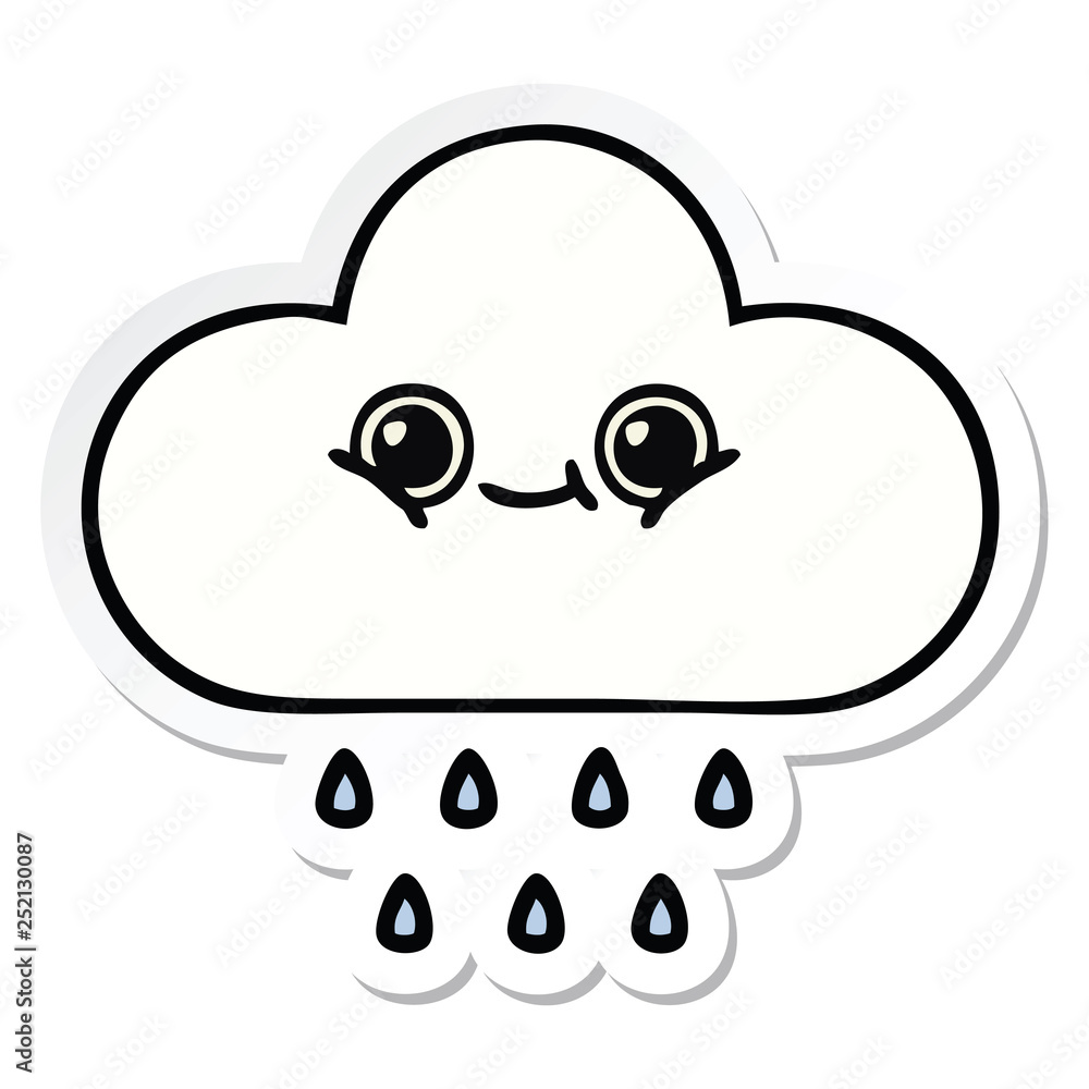 sticker of a cute cartoon rain cloud sticker of a cute cartoon rain cloud